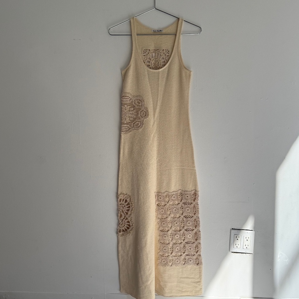 ACNE STUDIOS ERIA COTTON BLEND CROCHET MAXI DRESS
